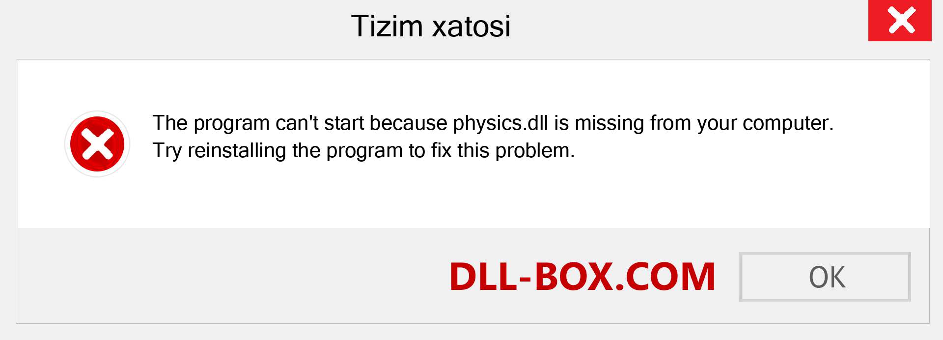 physics.dll fayli yo'qolganmi?. Windows 7, 8, 10 uchun yuklab olish - Windowsda physics dll etishmayotgan xatoni tuzating, rasmlar, rasmlar